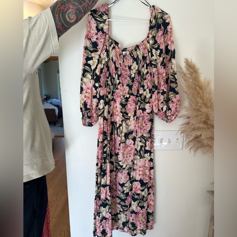 Petal & Pup Floral Black and Pink Dress